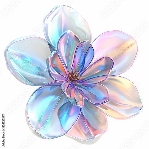 Iridescent Glass Flower. A Modern Floral Digital Art