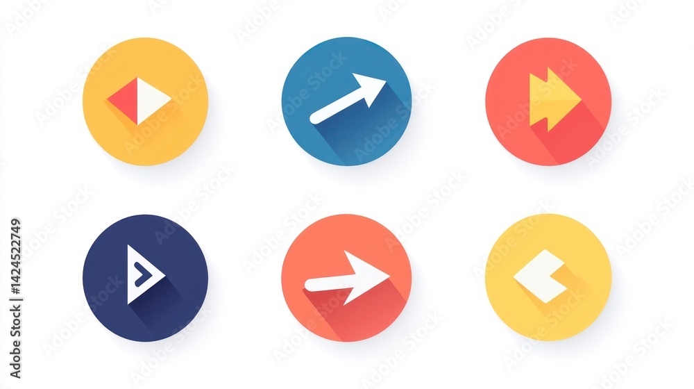 Colorful arrow icons, navigation buttons, website design, user interface Colorful arrow icons, navigation buttons, website design, user interface