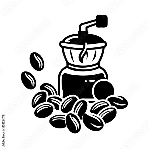 coffee bean grinder icon, coffee bean grinder silhouette vector illustration-simple silhouette illustration of coffee bean grinder,coffee bean grinder vector