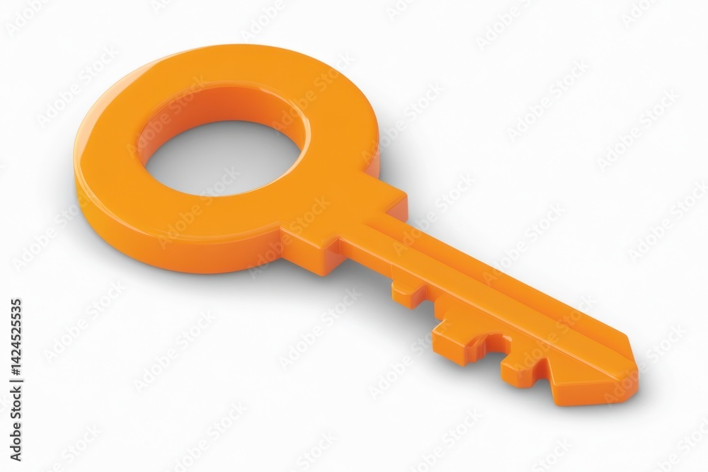 An orange key isolated on white background on transparent background An orange key isolated on white background on transparent background