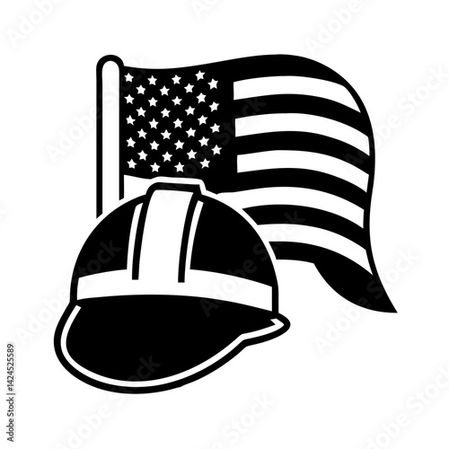 construction helmet with american flag icon, construction helmet with american flag vector, 
