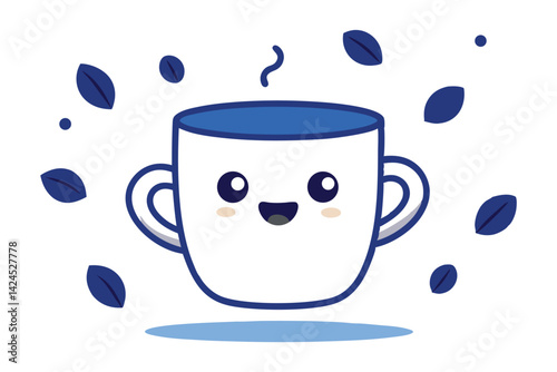 Playful White Coffee Cup Character with Beans and a White Background Design