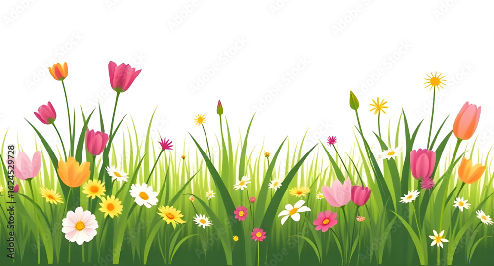 Fototapeta premium spring flowers and grass