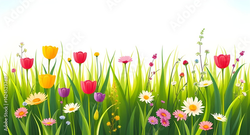 spring flowers and grass