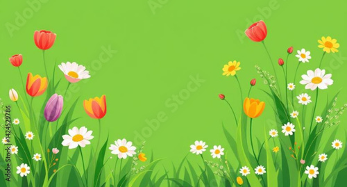 spring flowers and grass