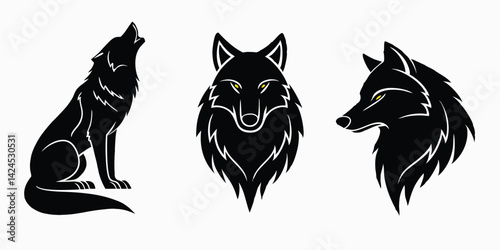 Alpha wolf head tribal tattoo of howling vector silhouette 