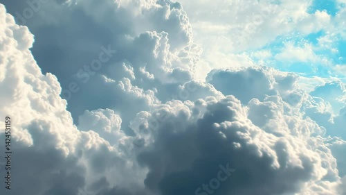 Flying above the clouds. Aerial view of clouds at sunrise. Traveling by air perfect background, 4k,beautiful blue sky with soft white clouds timelapse for abstract background