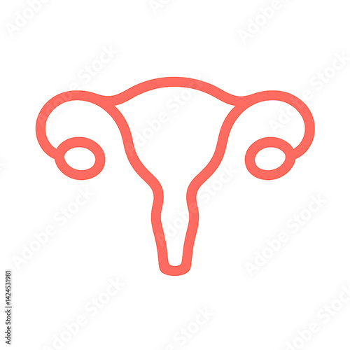 Minimalist coral uterus icon on transparent background