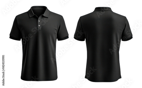 PNG Black polo shirt mockup apparel sleeve front.