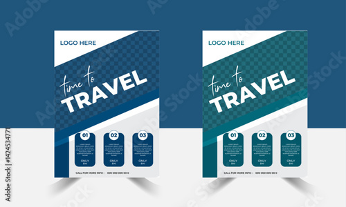 100Business flyer design and brochure cover page template for travel agency