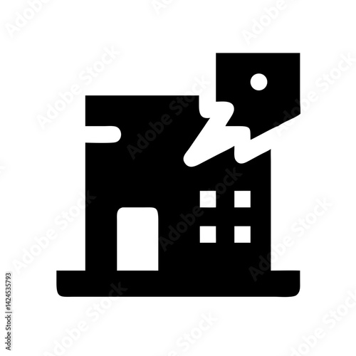 Icon of a damaged building to signify destruction or disrepair