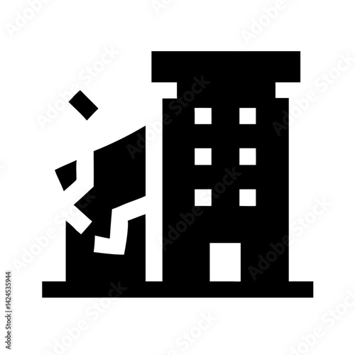 Icon of a damaged building to signify destruction or disrepair