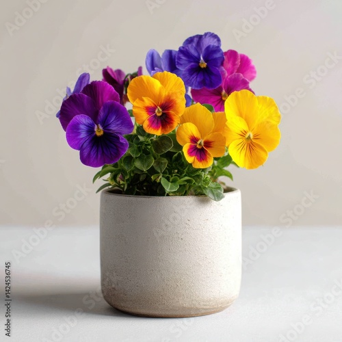 Wallpaper Mural Pansies in a pot, colorful petals on white background Torontodigital.ca
