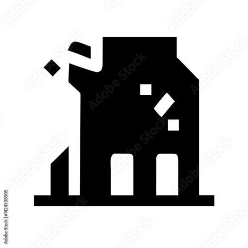 Icon of a damaged building to signify destruction or disrepair