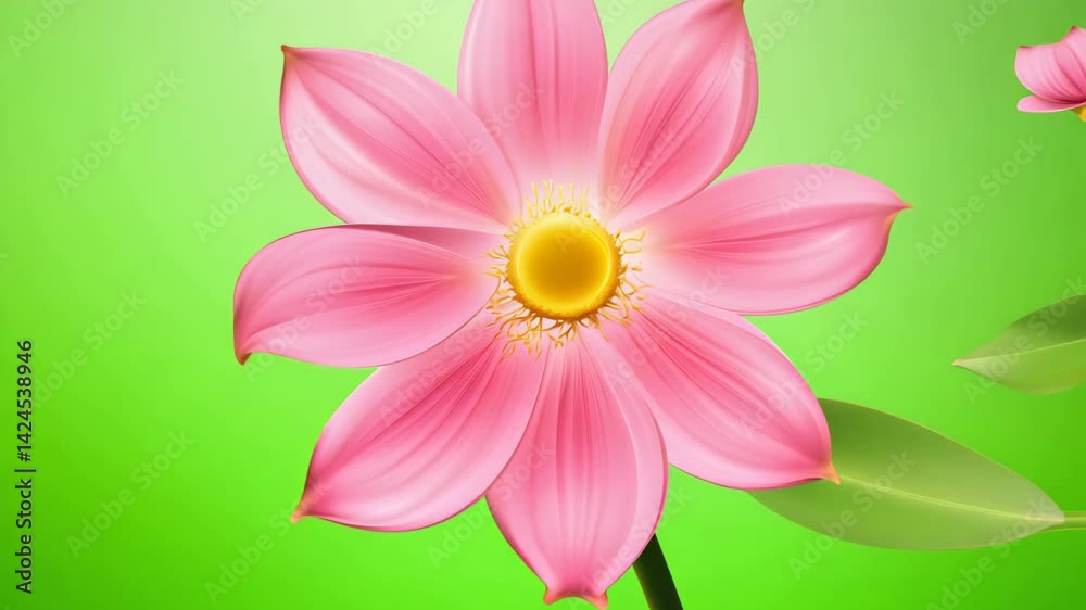 Vibrant Green Backdrop with Playful Pink Flower Animation for Dynamic Spring Wallpaper Vibrant Green Backdrop with Playful Pink Flower Animation for Dynamic Spring Wallpaper