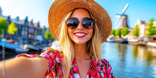 photo of influencer taking selfie while vacationing in netherlands 