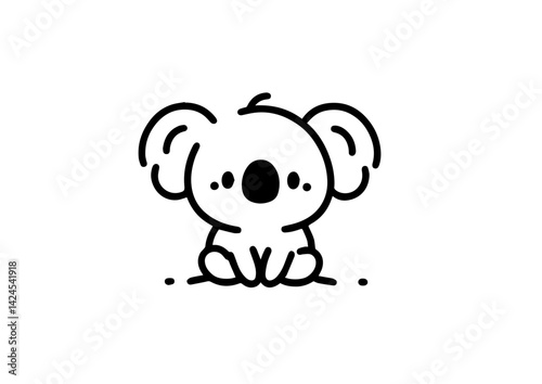 Cute koala innocent sitting against white background with copy space