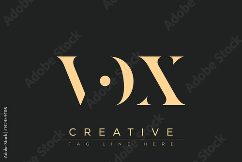VOX abstract letter logo design. This logo is designed by three abstract letters.