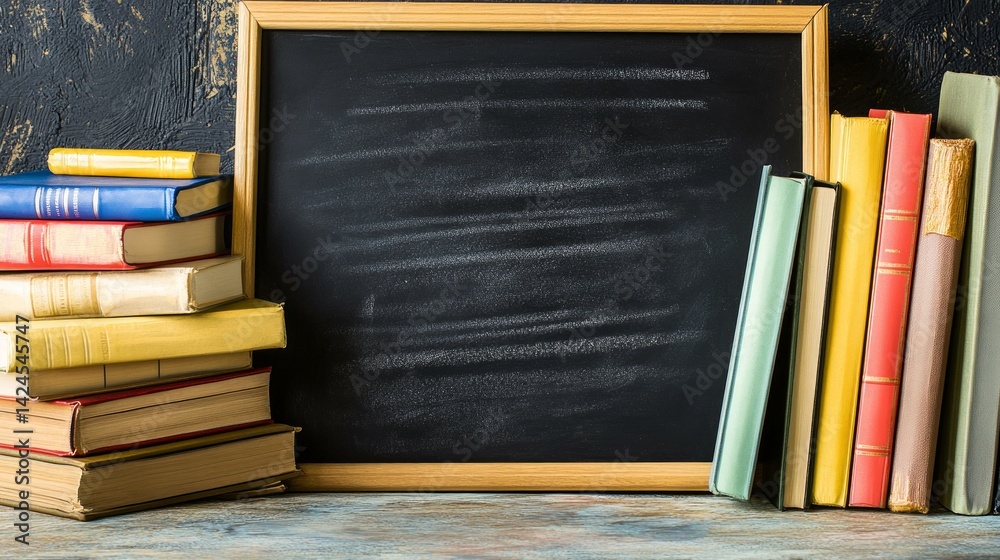Teachers Day Appreciation Banner with Books and Chalkboard Design