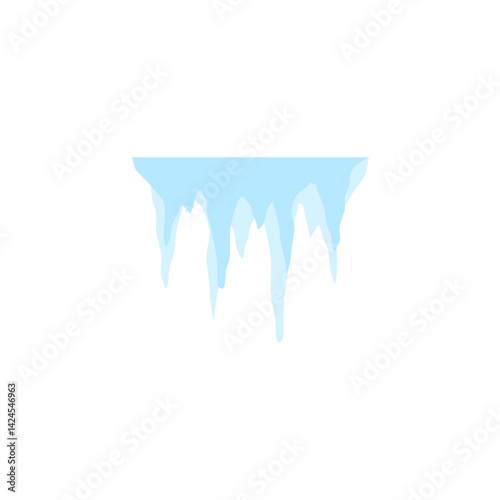 Cartoon frozen ice crystals and icicle. Salt mineral or cave stalagmites. Vector illustration 