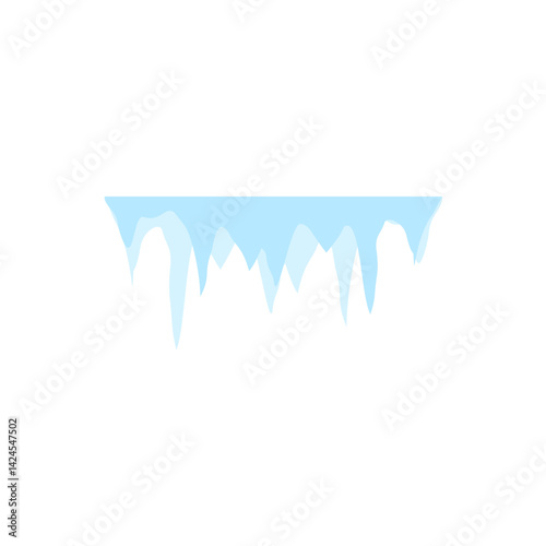 Cartoon frozen ice crystals and icicle. Salt mineral or cave stalagmites. Vector illustration 