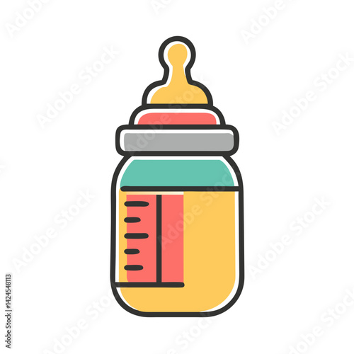 Baby bottle icon in vibrant colors