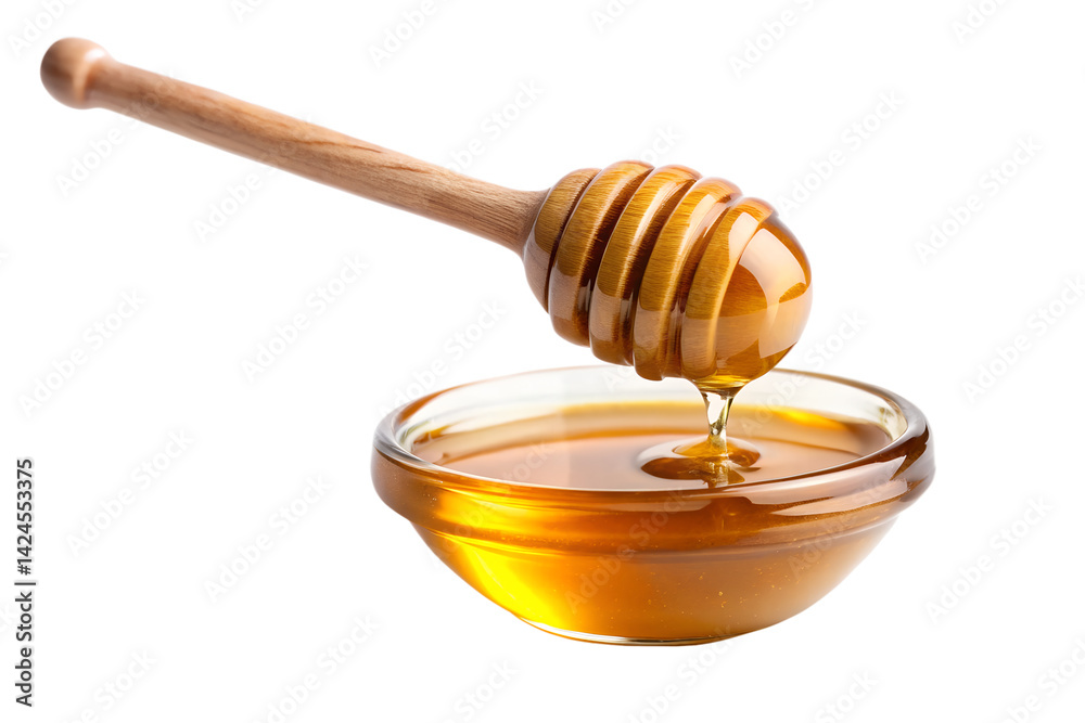 honey dripping from a wooden dipper honey dripping from a wooden dipper