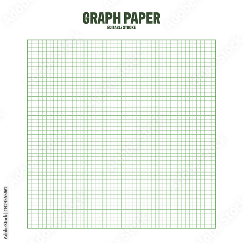 Obraz na płótnie Sheet of graph paper with grid. Millimeter paper texture, geometric pattern. Green lined blank for drawing, studying, technical engineering or scale measurement. Vector illustration w salonie
