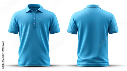 Light Blue Polo Shirt: Front and Back View Mockup