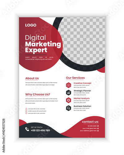 Corporate Flyer Template Geometric shape Flyer Circle Abstract Colorful concepts, modern business flyer template, IT company flyer and editable vector template design,