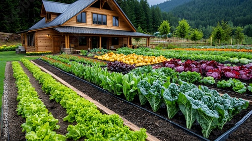 Family growing organic vegetables in backyard garden to save money and embrace frugal living lifestyle.