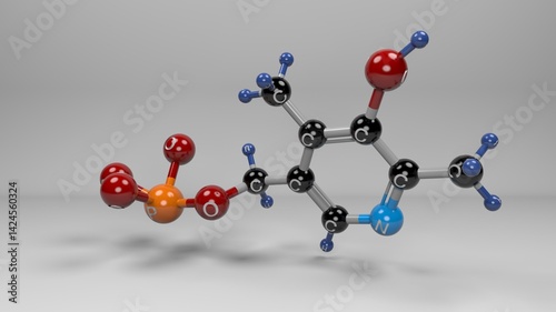 Vitamin B6 molecule. Molecular structure of the essential Vitamin B6, necessary for the synthesis of amino acids and other metabolic processes.
