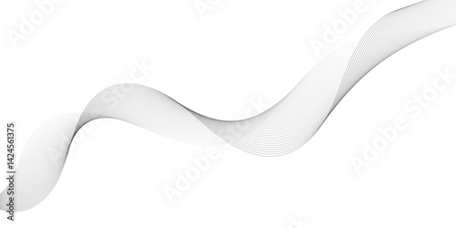 Abstract grey wave lines on transparent background. data science, geometric border pattern. Isolated on white background. Vector illustration