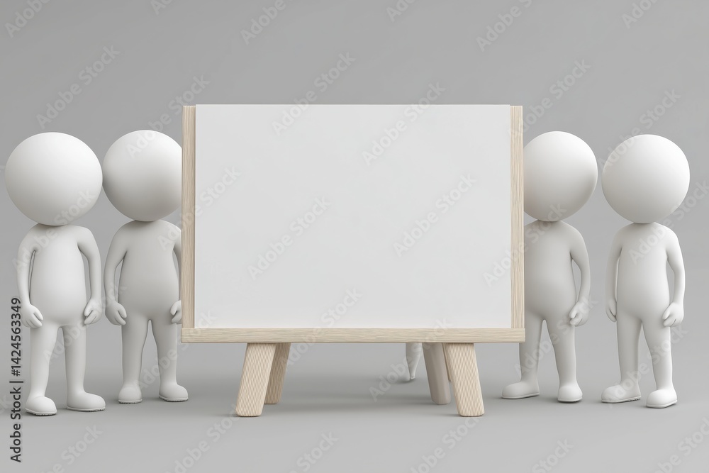 3d small people with empty board 3d small people with empty board