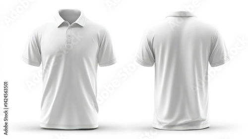 Classic White Polo Shirt: Front and Back View Mockup