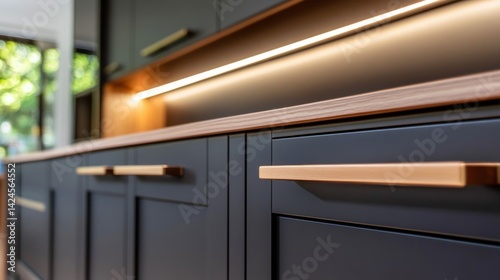 Wallpaper Mural Modern dark gray kitchen cabinetry with copper-toned pulls. Torontodigital.ca