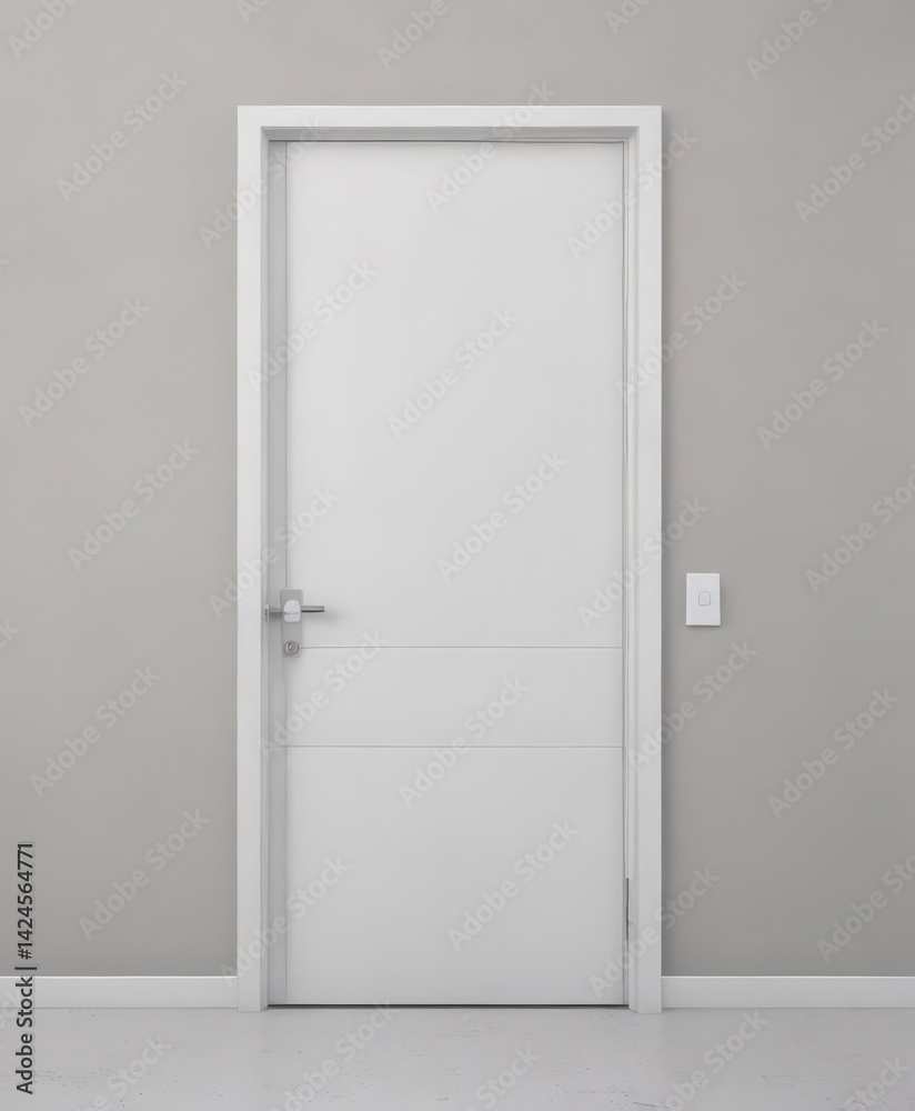 Sleek white modern door, closed; minimalist handle , bright, modern door, simple Sleek white modern door, closed; minimalist handle , bright, modern door, simple