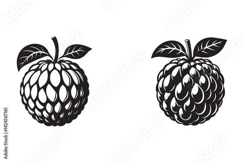 Custard apple silhouette with white background
