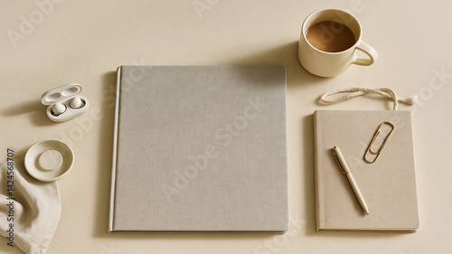 Quiet Luxury Tech Workspace with Linen Laptop and Accessories