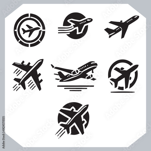 Obraz na płótnie Digital Airplane Silhouettes Graphic Symbol for Web and Mobile UI Design w salonie