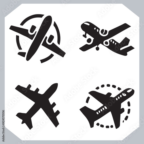 Obraz na płótnie Digital Airplane Silhouettes Graphic Symbol for Web and Mobile UI Design w salonie