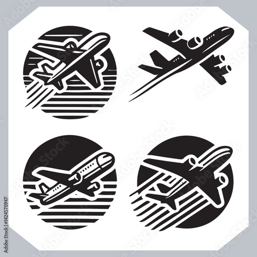 Obraz na płótnie Minimal Airplane Silhouettes Icon for Tourism and Transport Website Design w salonie