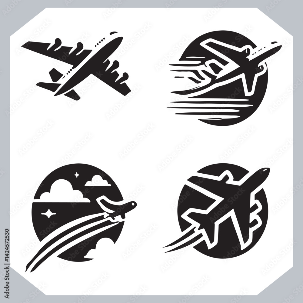 Airplane Silhouettes Illustration for Web Interfaces and Travel Applications
