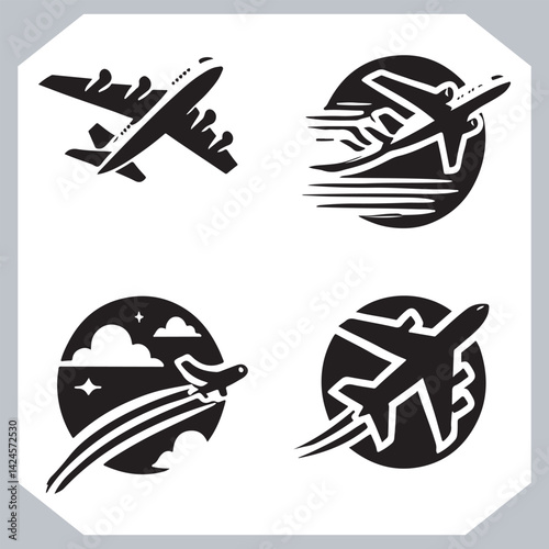 Obraz na płótnie Airplane Silhouettes Illustration for Web Interfaces and Travel Applications w salonie