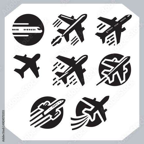 Obraz na płótnie Airplane Silhouettes Illustration for Web Interfaces and Travel Applications w salonie