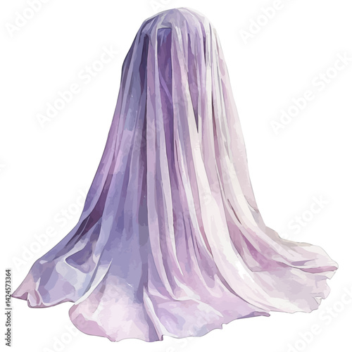 Wedding veil, watercolor illustration, isolated on a white background.


