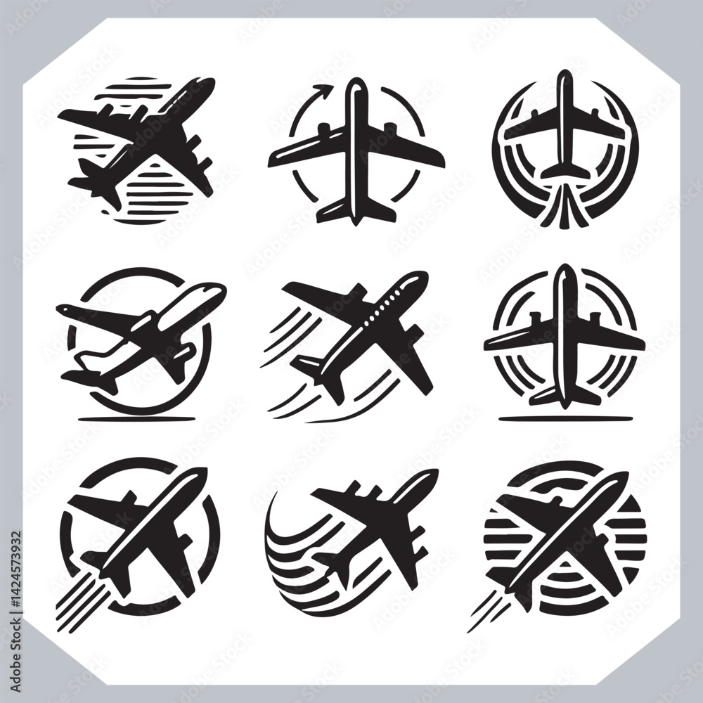 Airplane Silhouettes Illustration for Web Interfaces and Travel Applications