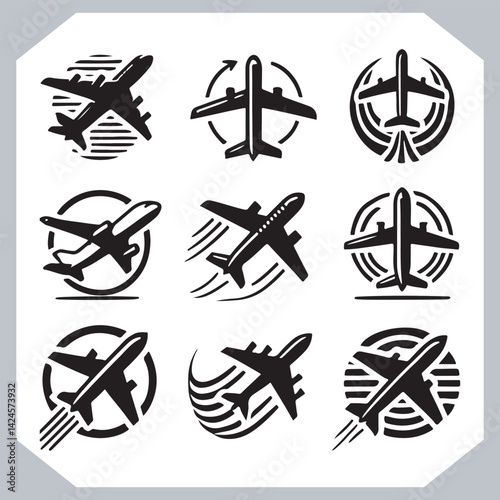 Obraz na płótnie Airplane Silhouettes Illustration for Web Interfaces and Travel Applications w salonie