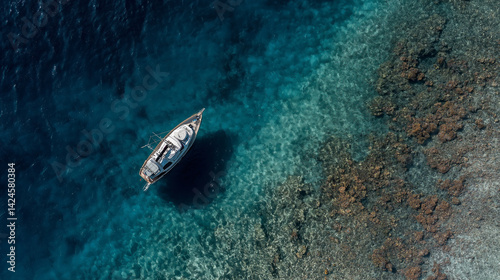 Wallpaper Mural Yacht Anchored by Coral Reef Torontodigital.ca