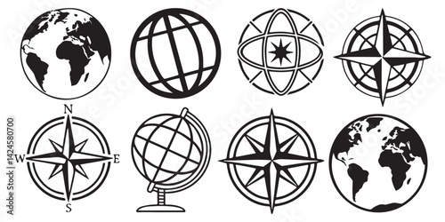 World Globe &  Compass Continents Stock